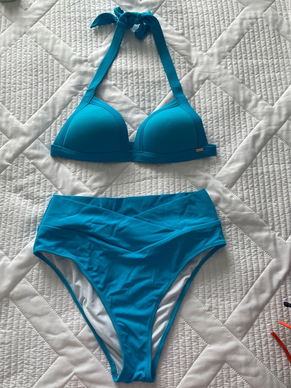 Victoria’s Secret Halter Push Up High-Waist Bikini Set in marine blue